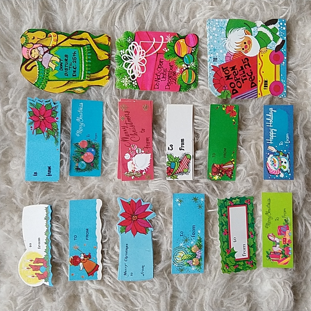 40+ Die Cut 70s Retro Vintage Gift Tags for Holiday Christmas Unused